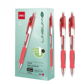 Długopis żelowy 0,5mm Arrix czerwony (12szt) DELI