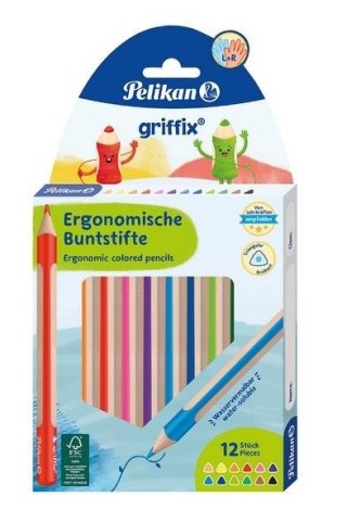 Kredki ołówkowe trójkątne Griffix 12 kolorów