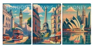 Zeszyt A4/96K linia z marginesem Retro City (5szt)