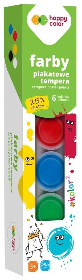 Farba plakatowa tempera 6kolx25ml HAPPY COLOR