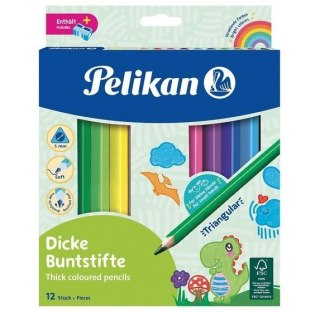 Kredki trójkątne grube 12 kolorów + temperówka