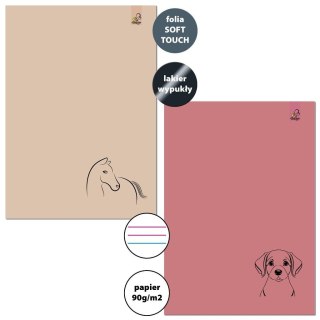 Zeszyt A4/32K 3-linie kolor 90g Koń Pies (6szt)