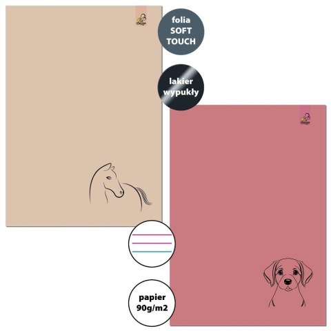 Zeszyt A4/32K 3-linie kolor 90g Koń Pies (6szt)