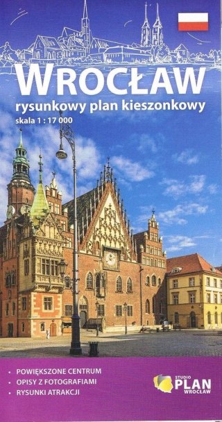Plan kieszonkowy rysunkowy - Wrocław 1:17 000