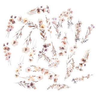 Aklejki PET kwiaty beige mist 30szt