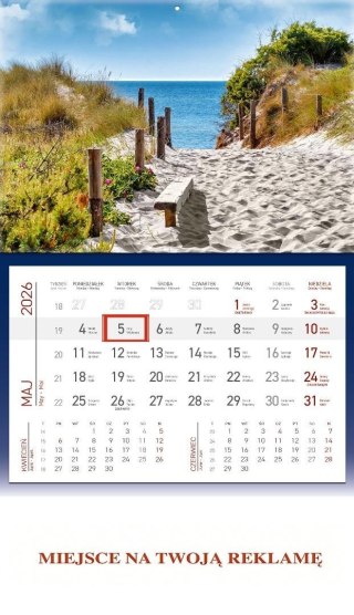 Kalendarz 2026 ścienny jednodzielny Morze