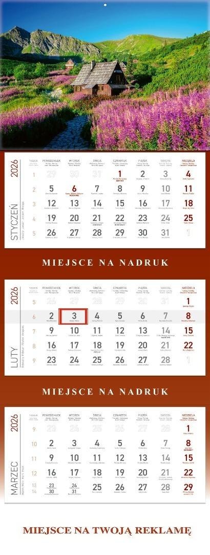 Kalendarz 2026 ścienny trójdzielny Hala...