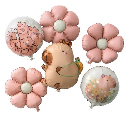 Balony foliowe matowe kapibara - stokrotka 6szt