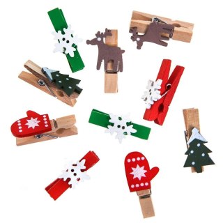 Klamerki drewniane Boże Narodzenie 10szt
