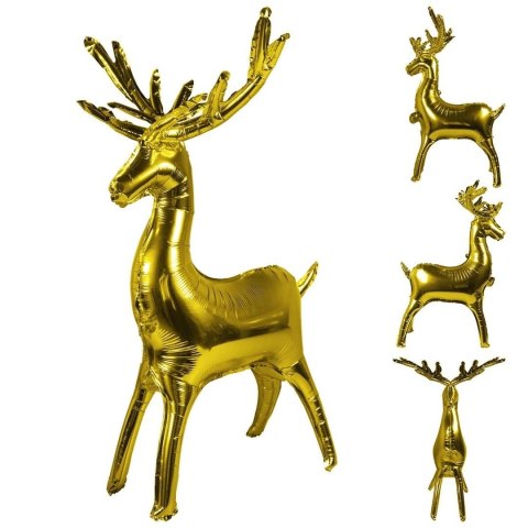 Balon foliowy złoty renifer stojący