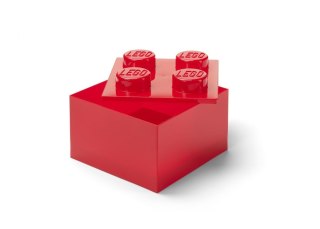 Lego pojemnik klocek czwórka transparentny czerw.