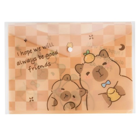 Teczka A4 kopertowa na zastrzask - kapibara kratka