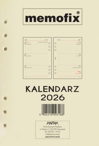 Wkład kalendarzowy 2026 Memofix A5 TDW