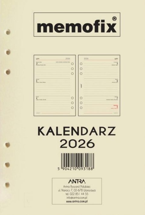 Wkład kalendarzowy 2026 Memofix A5 TDW