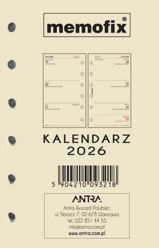 Wkład kalendarzowy 2026 Memofix A6 TDW