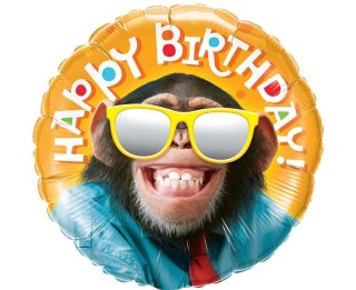 Balon foliowy Smiling chimp Happy Birthday 46cm