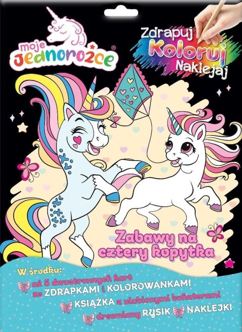 Moje Jednorożce Zdrapuj, koloruj, naklejaj