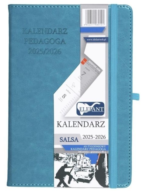 Kalendarz pedagoga 2025/26 A5 tyg. Salsa turkusowy