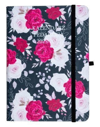 Kalendarz pedagoga 2025/26 B6 tyg Salsa czer-kwiat