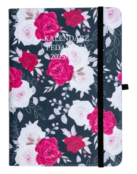 Kalendarz pedagoga 2025/26 B6 tyg Salsa czer-kwiat