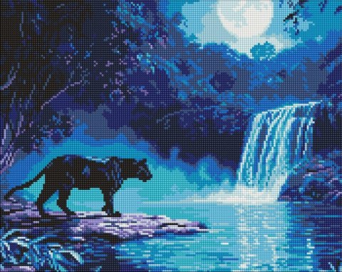 Diamentowa mozaika - Nocny drapieżnik 40x50cm