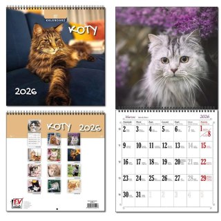 Kalendarz 2026 30x60 13 planszowy Koty