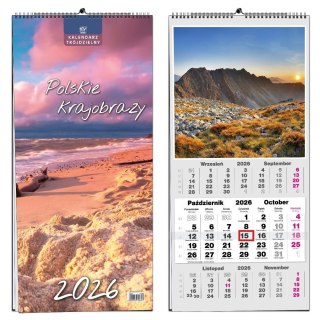 Kalendarz 2026 trójdzielny 13 planszowy Pejzaże