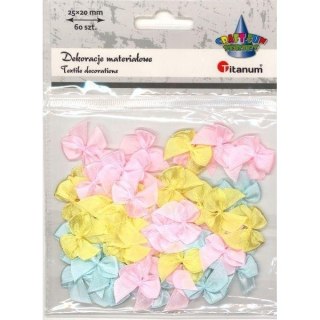 Kokardki satynowe pastelowe 25x20mm 60szt
