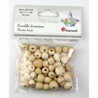 Koraliki drewniane okrągłe 60szt