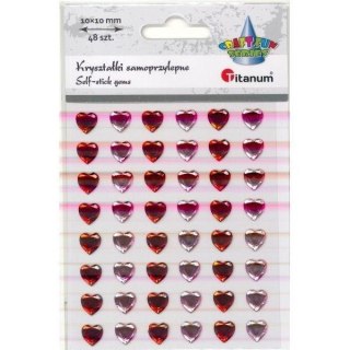 Kryształki samoprzylepne serca 10x10mm 48szt