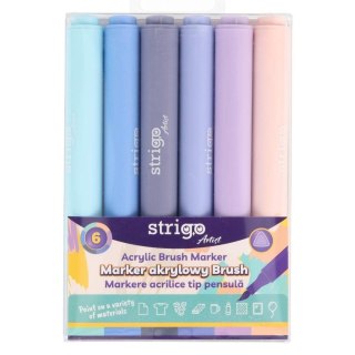 Marker akrylowy Brush 6 kolorów STRIGO