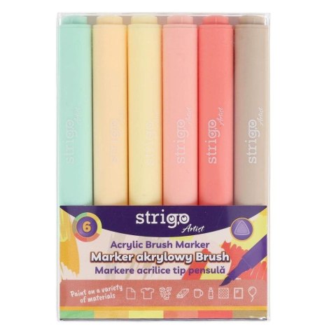 Marker akrylowy Brush 6 kolorów STRIGO