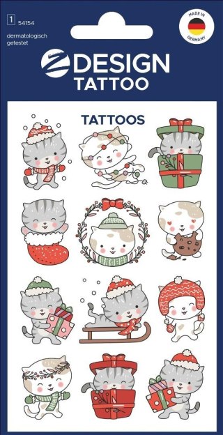Tatuaże bożonarodzeniowe dla dzieci - kotki