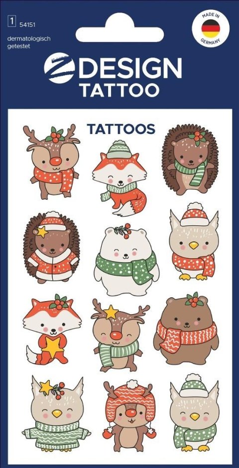 Tatuaże bożonarodzeniowe dla dzieci - zwierzęta
