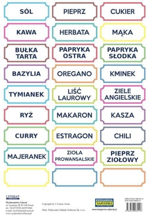Naklejki na przyprawy kolorowe
