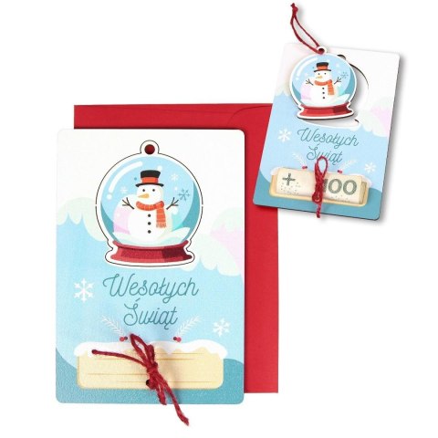 Karnet drewniany Boże Narodzenie Bałwan