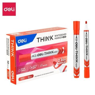 Marker suchościeralny okrągły 2,0mm czerw (12szt)