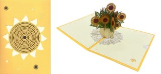Karnet 12x18 cm + koperta POP-UP Słoneczniki