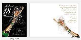 Karnet Party naklejany B6+koperta Urodziny 18 wz12