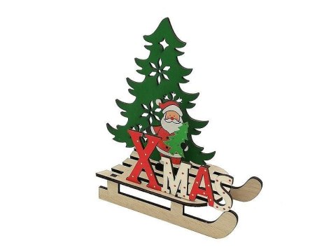 Bałwanek drewniany na saniach 20x18cm