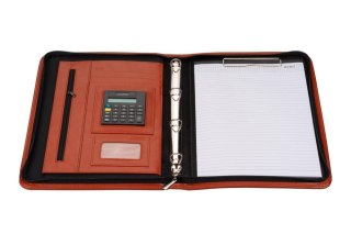 Teczka A4 na suwak z kalkulatorem brązowa