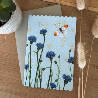 Karnet Dziękuję Motyl i chabry Podziękowania
