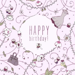 Karnet Swarovski kwadrat Urodziny różowe