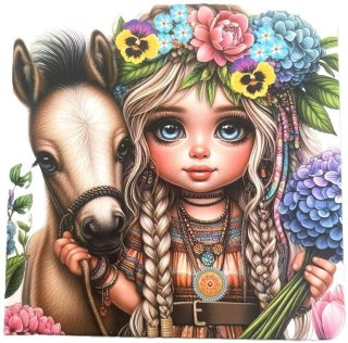 Notatnik 100x100/48K gładki TW Dziewczynka z kon.