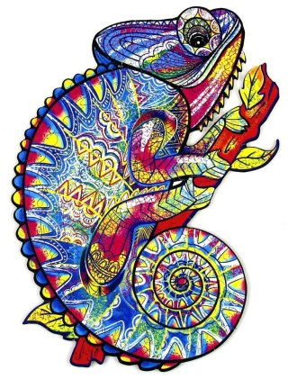 Puzzle 195 drewniane Kameleon