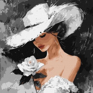 Malowanie po numerach - Biała róża 40x40cm