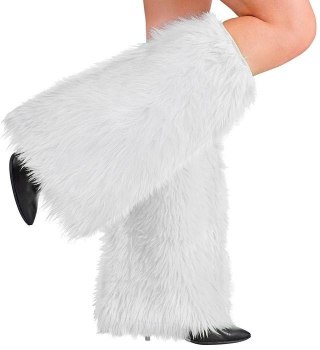 Futrzaste ocieplacze na nogi białe