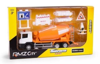 Zestaw betoniarka + znaki drogowe i płotki 1:64