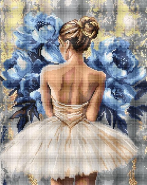 Diamentowa mozaika - Baletnica z piwoniami 40x50cm