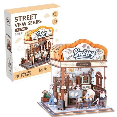 Uliczny zakątek drewniane puzzle 3D piekarnia